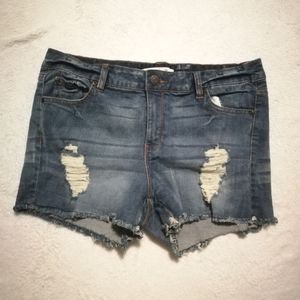 Bluenotes Distressed Mid-Rise Jean Shorts